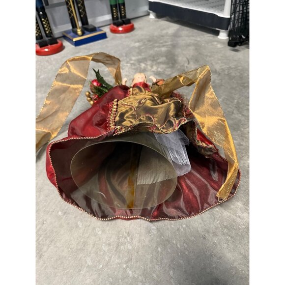 Victorian Angel Tree Topper With Gold & Red Gown - Picture 7 of 7